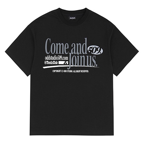 컴앤조인어스 그래픽 오버핏 티셔츠 - BLACK
