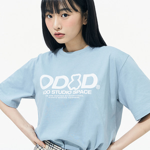 AQO x ODSD 베이직 오버핏 티셔츠 - SKYBLUE