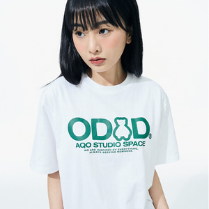 AQO x ODSD 베이직 오버핏 티셔츠 - WHITE