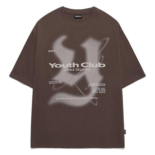 Y 로고 오버핏 티셔츠 - BROWN