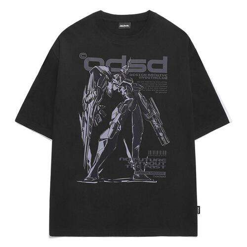 ODSD 메카닉 그래픽 오버핏 티셔츠 - BLACK