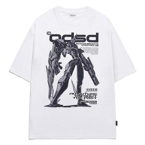 ODSD 메카닉 그래픽 오버핏 티셔츠 - WHITE/GRAY