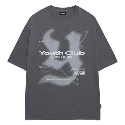 Y 로고 오버핏 티셔츠 - LIGHT CHARCOAL