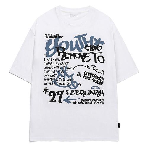 [5/14 예약발송] 유스 그래피티 그래픽 오버핏 티셔츠 - WHITE